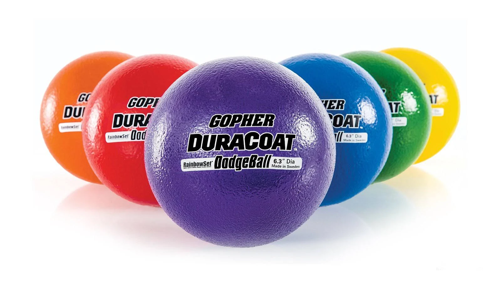 Gopher Duracoat Foam Dodgeballs - Rainbow 6.3x22 Diameter