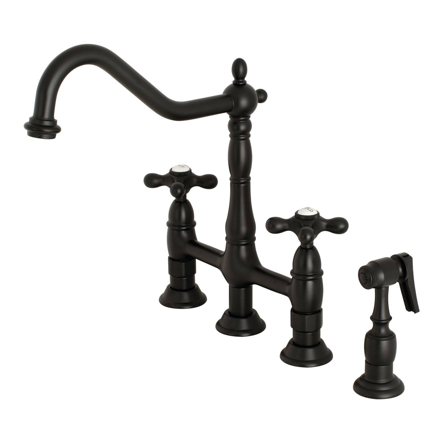 Kingston Brass Heritage Bridge Kitchen Faucet - Matte Black