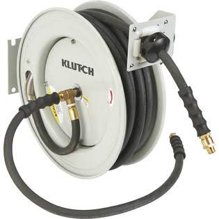Klutch Auto Rewind Air Hose Reel - with 1/2in. x 50ft. Rubber Hose, 300 PSI