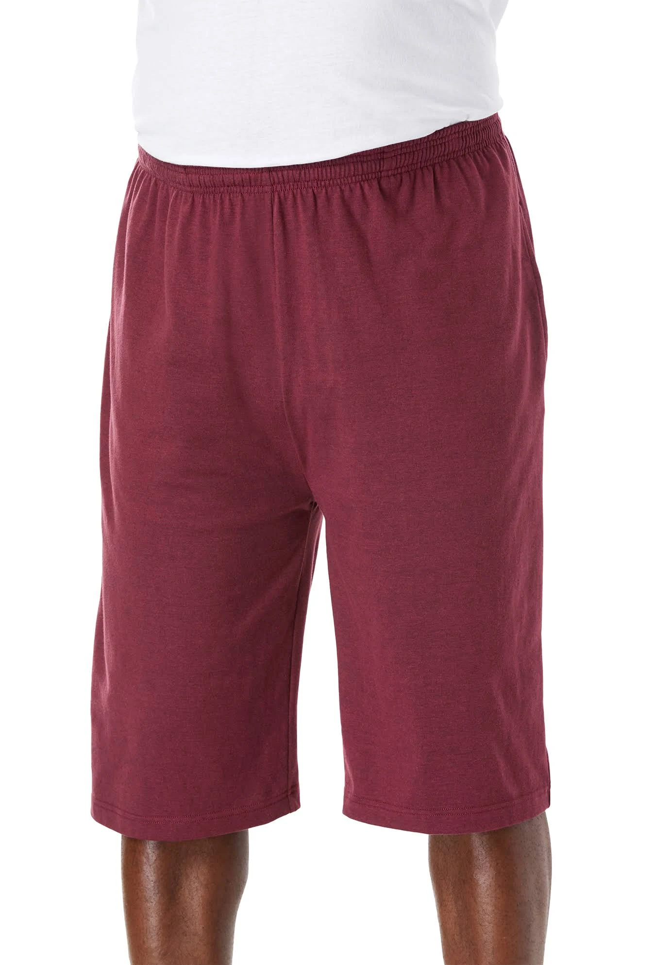 Men&s Big u0026 Tall Lightweight Extra Long Shorts by KingSize in Heather Deep Burgundy (Size L)