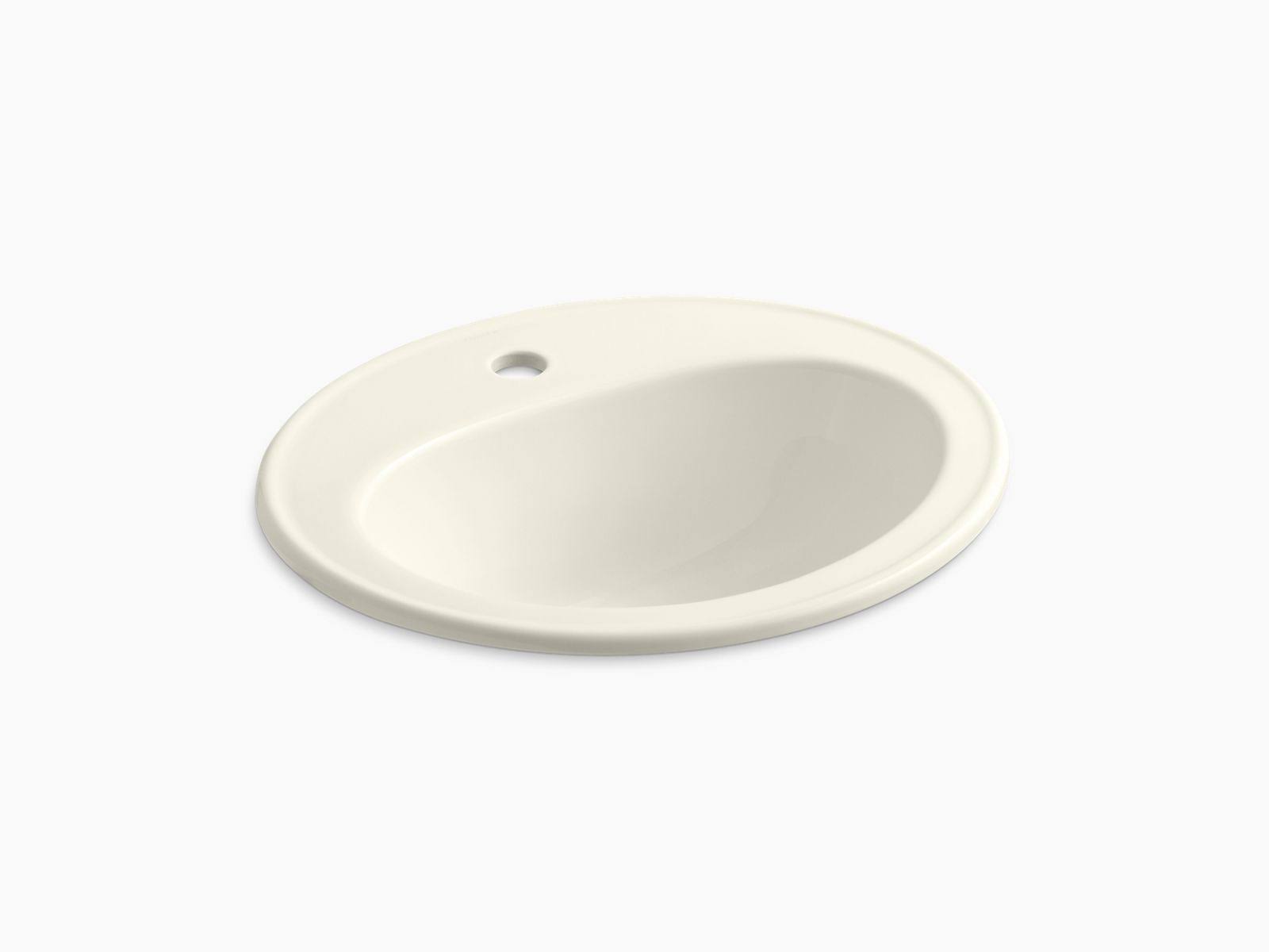 KOHLER K-2196-1-96 Pennington Drop-In Bathroom Sink with Single Faucet Hole, Biscuit