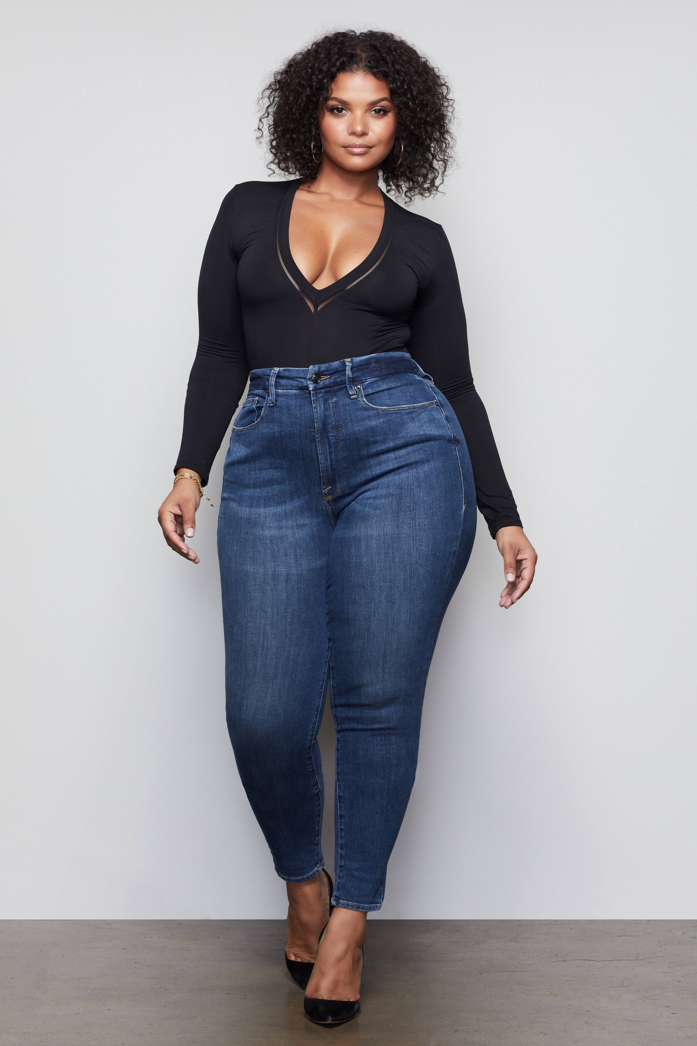 Women&s Good American Good Waist Ripped High Waist Skinny Jeans, Size 4 - Blue