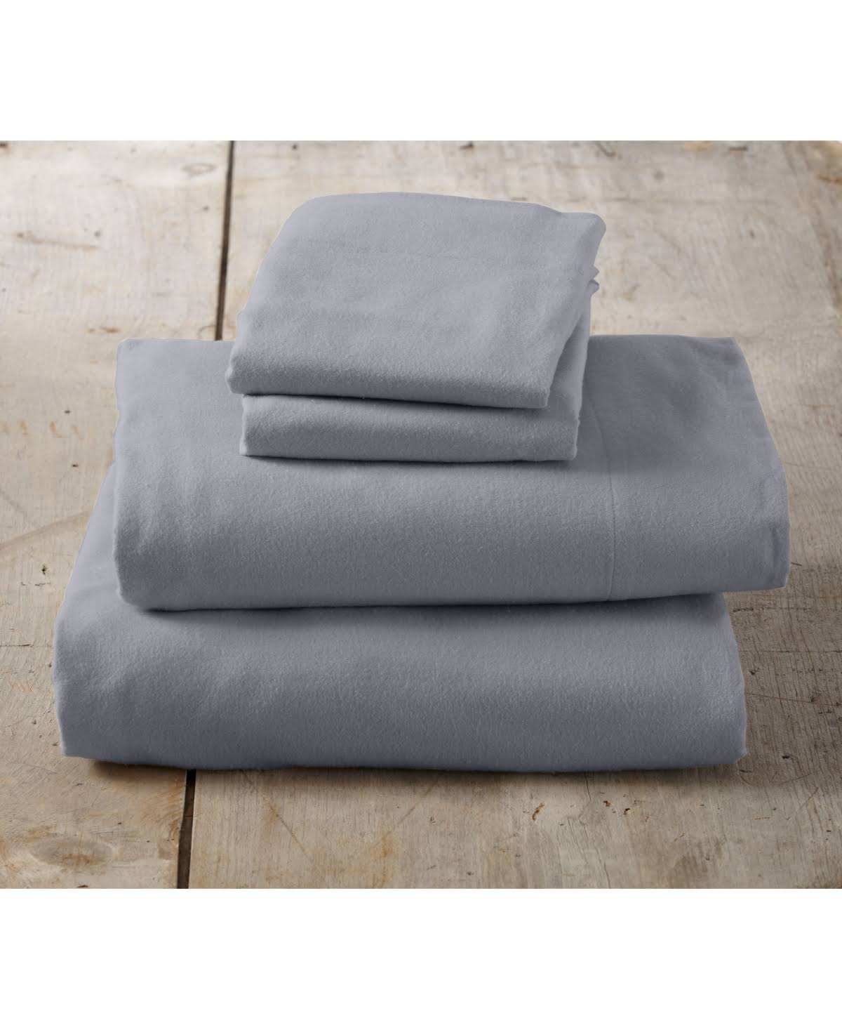 Great Bay Home 100% Cotton Solid Flannel Sheet Set King Frost Grey