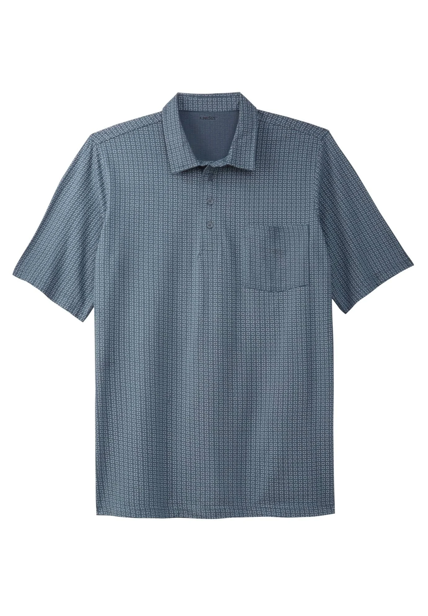 Men&s Big u0026 Tall Lightweight Pocket Golf Polo Shirt by KingSize in Slate Blue Geo (Size 5XL)