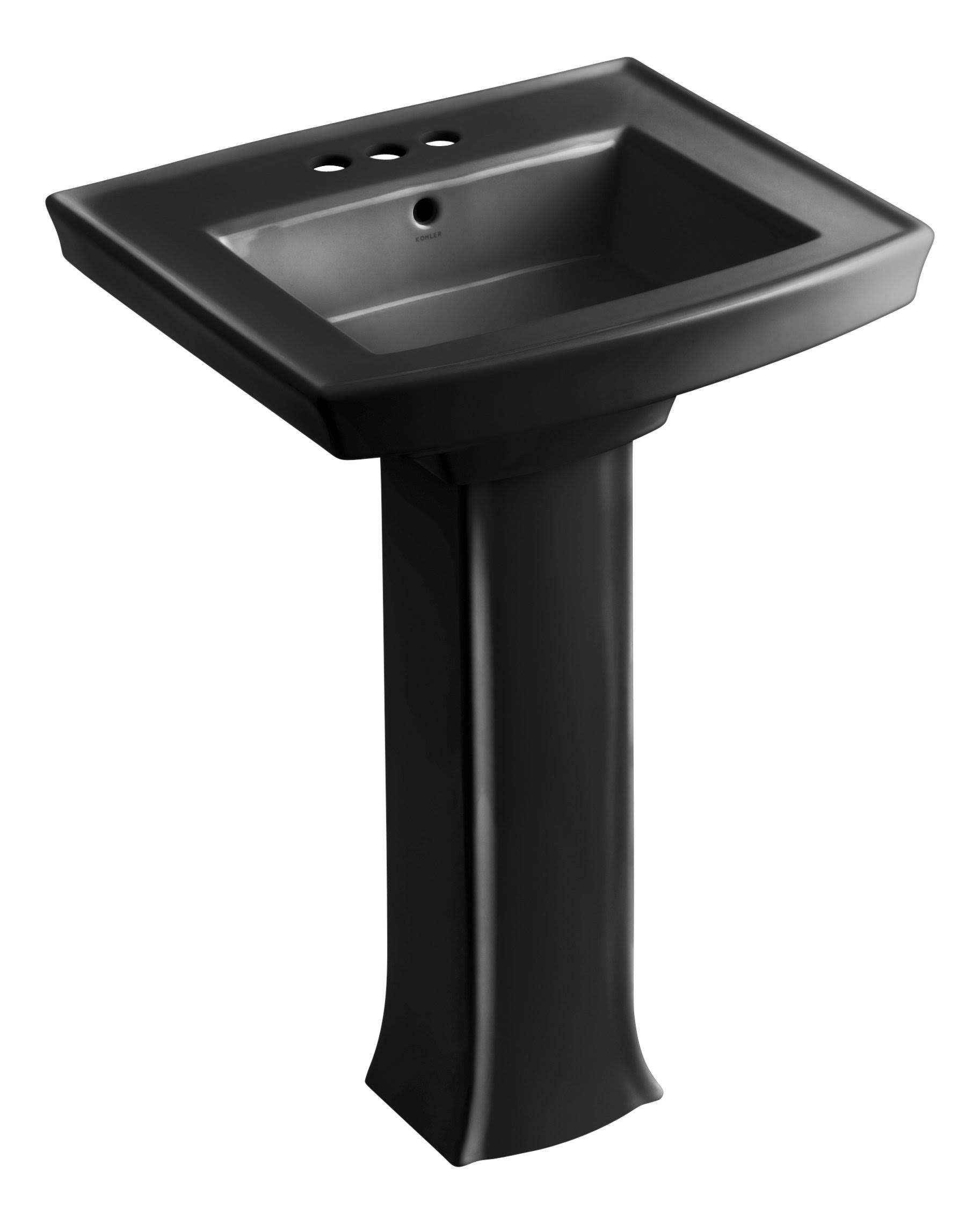 Kohler K-2359-4-7 Archer Pedestal Bathroom Sink with 4x22 Centers, Black Black