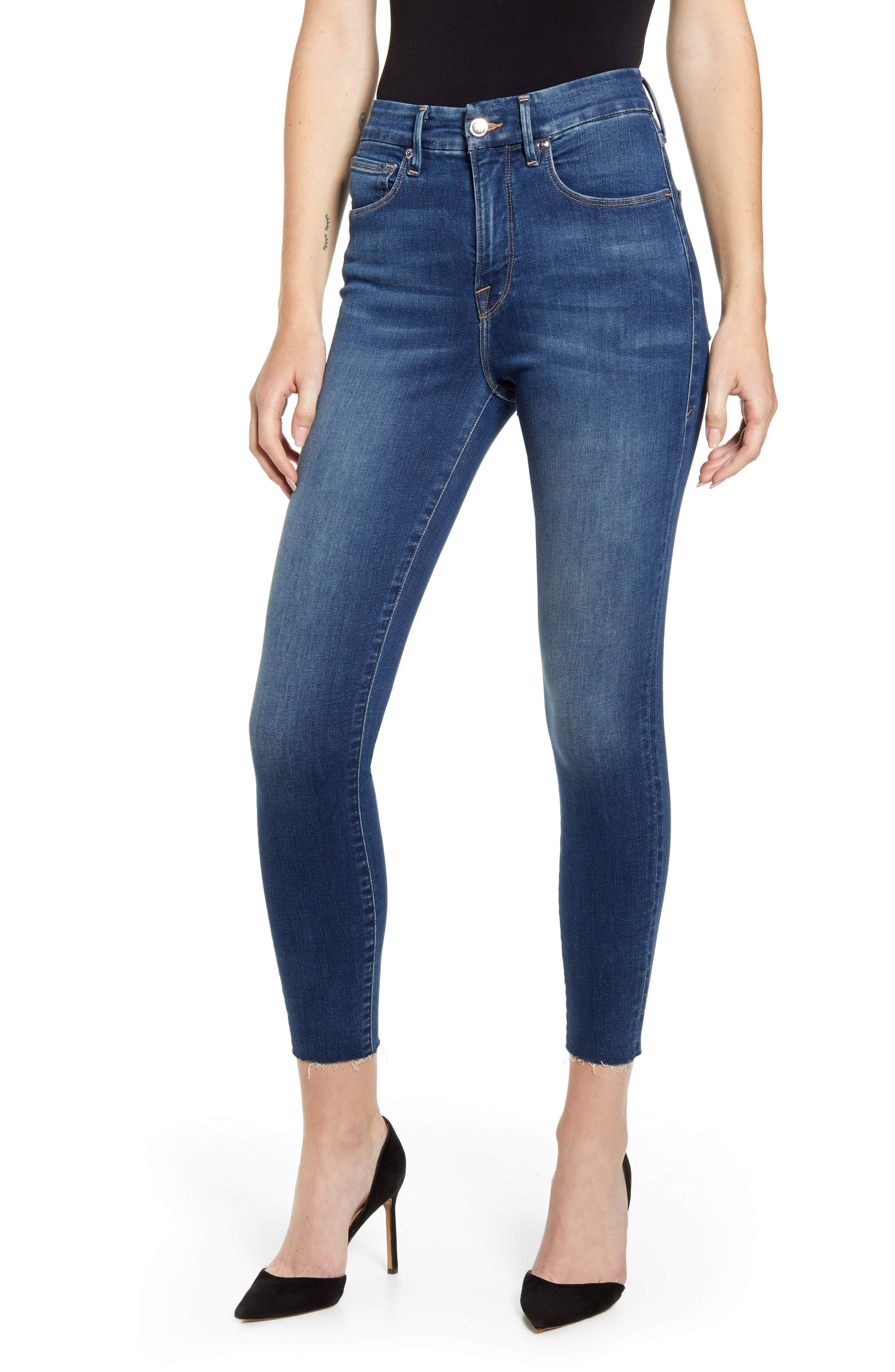 Good American Women&s Good Waist Raw Edge Skinny Jeans in Blue331 - Blue - Size 20