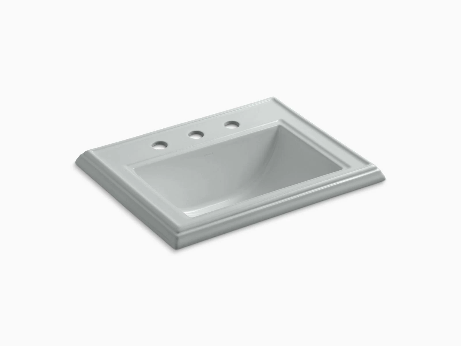 KOHLER K-2241-8-95 Memoirs Classic Drop-In Bathroom Sink with 8 In. Widespread Faucet Holes, Ice Grey