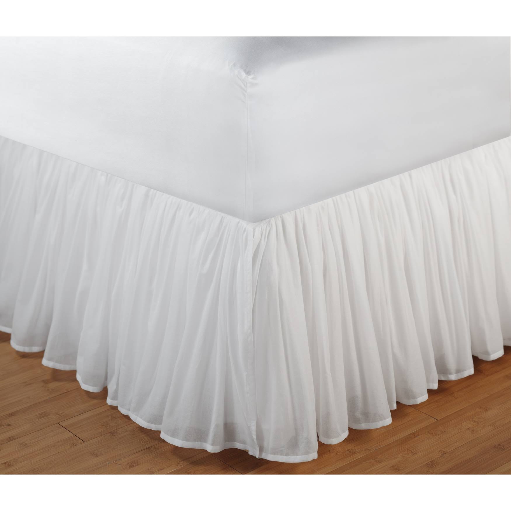 Greenland Home Fashions Cotton Voile 18-inch White Bed Skirt Queen