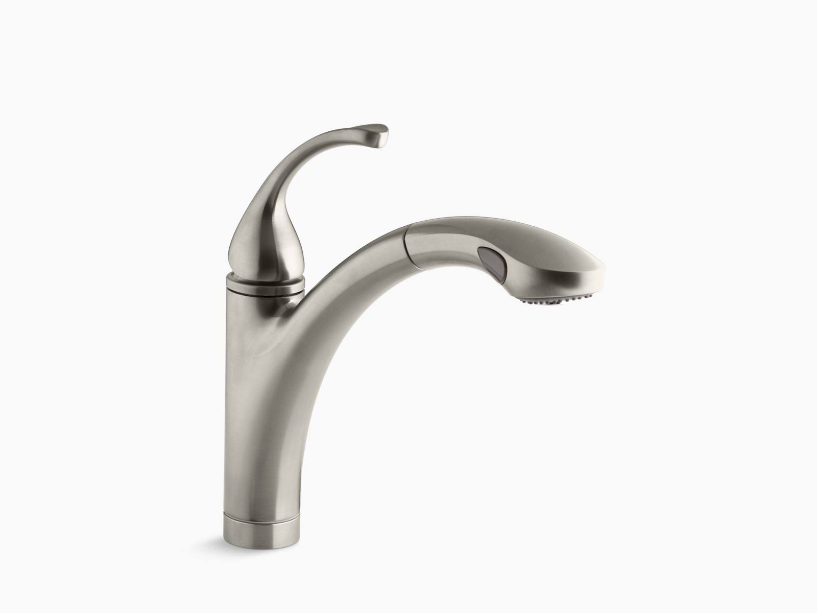 Kohler K-10433-BN Forte Single Handle Pull Out Kitchen Faucet - Brushed Nickel