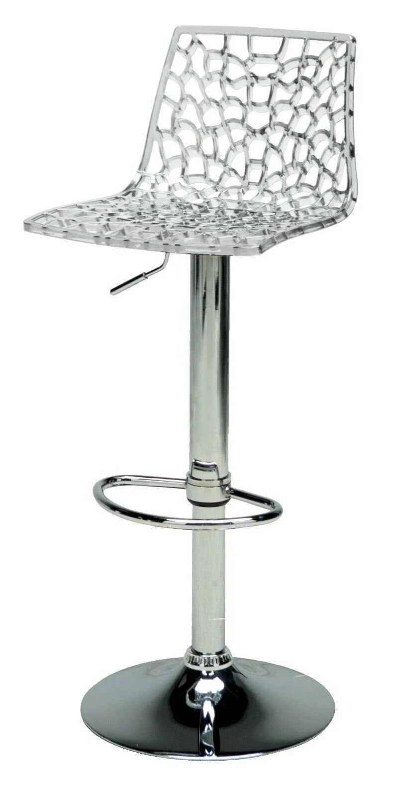 Grandsoleil Adjustable Height Swivel Bar Stool; Glossy White