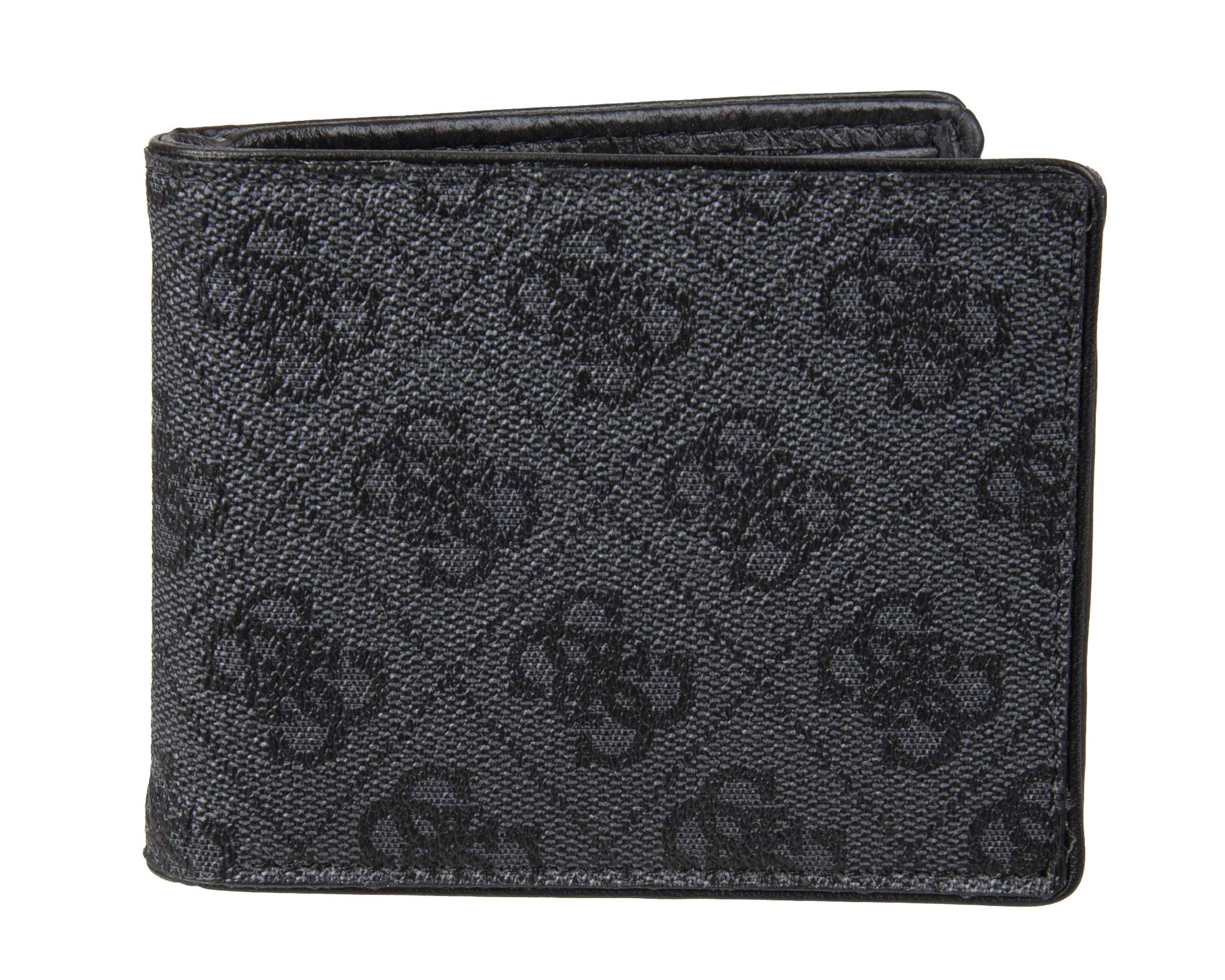 Guess Men&s RFID Slimfold Wallet with Interior Coin Pocket - Black