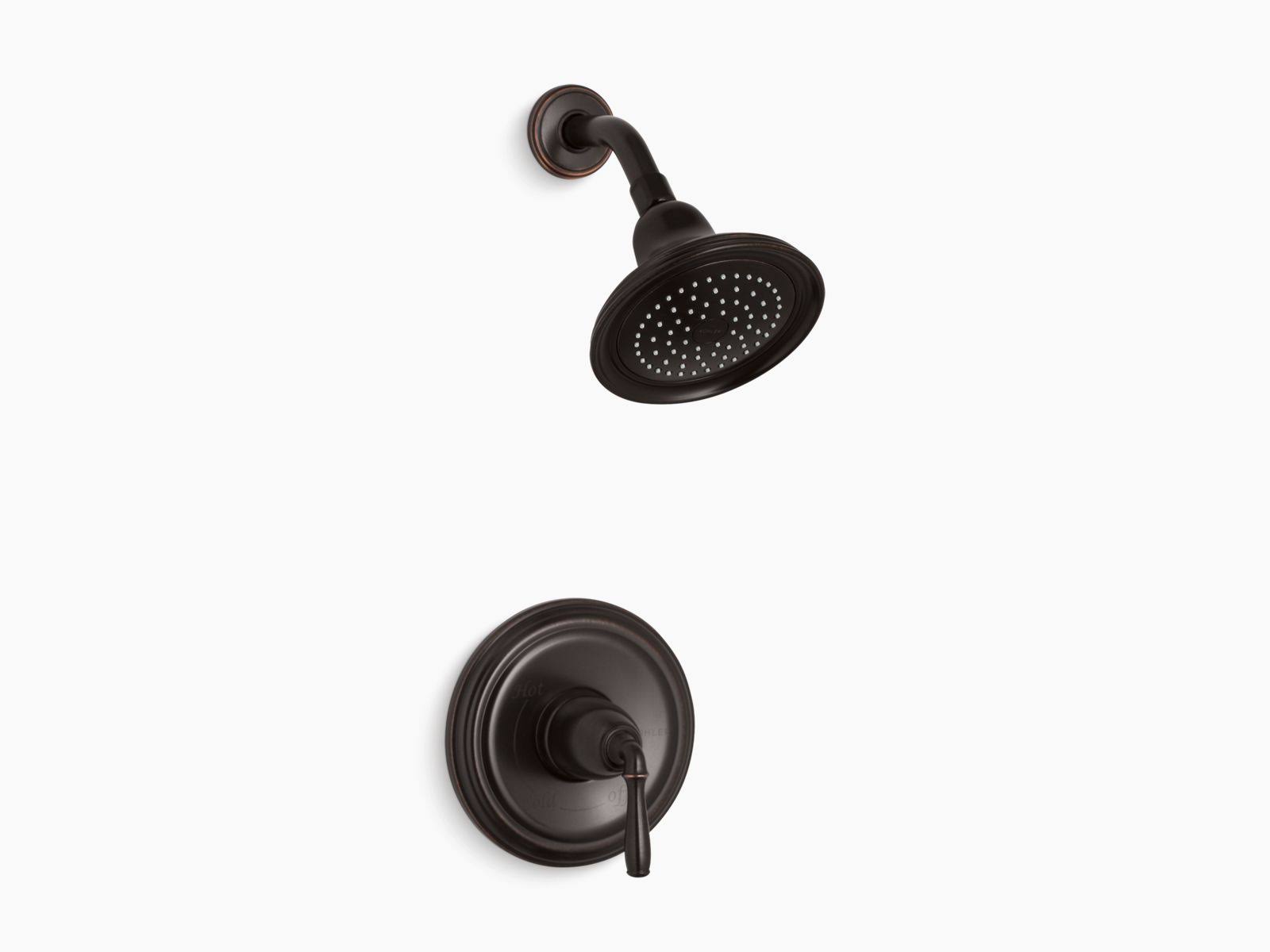 KOHLER K-TS396-4-2BZ Devonshire Rite-Temp Shower Valve Trim with Lever Handle and 2.5 GPM Showerhead - Oil-Rubbed Bronze