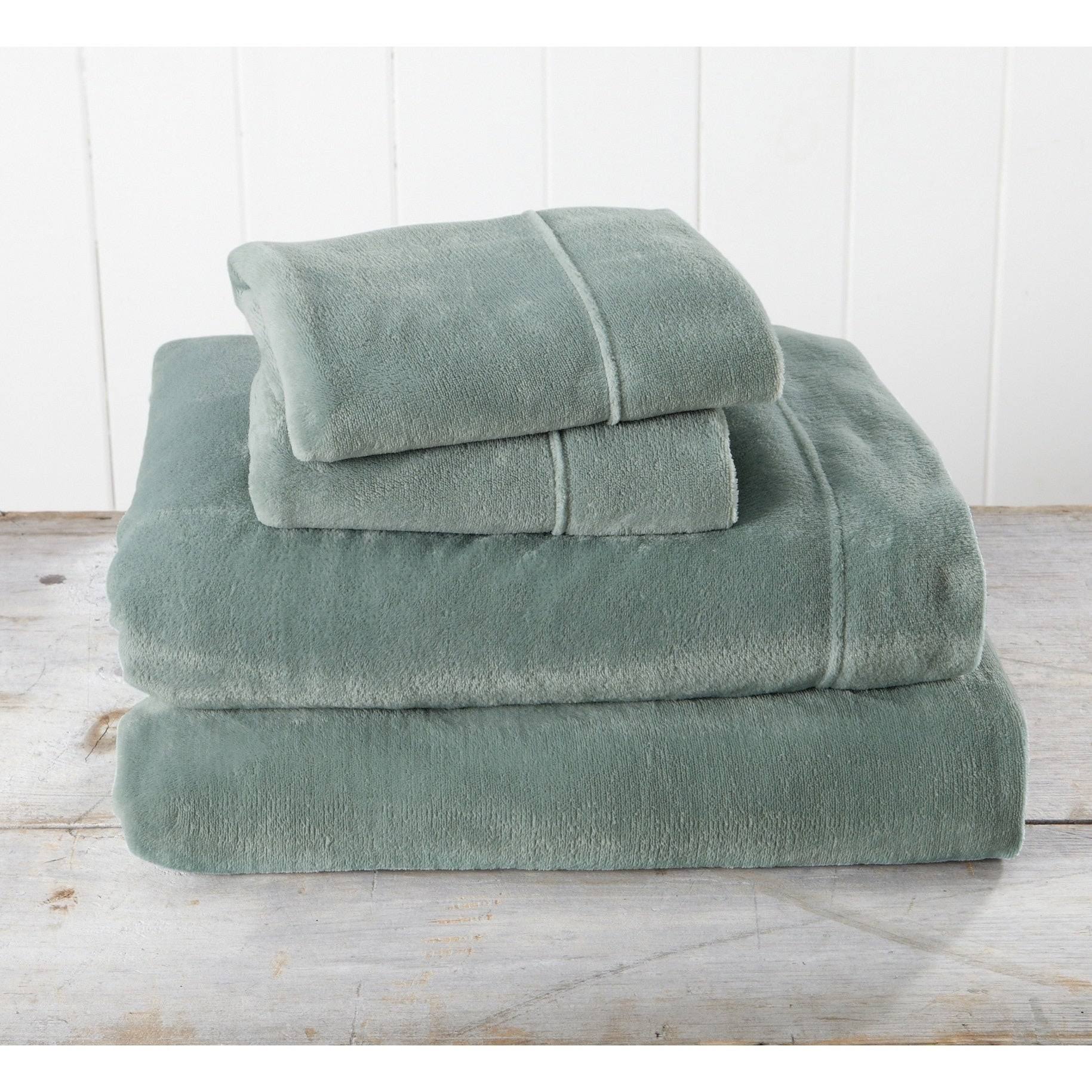 Great Bay Home Extra Soft Cozy Velvet Plush Solid Bed Sheet Set - King - Grey