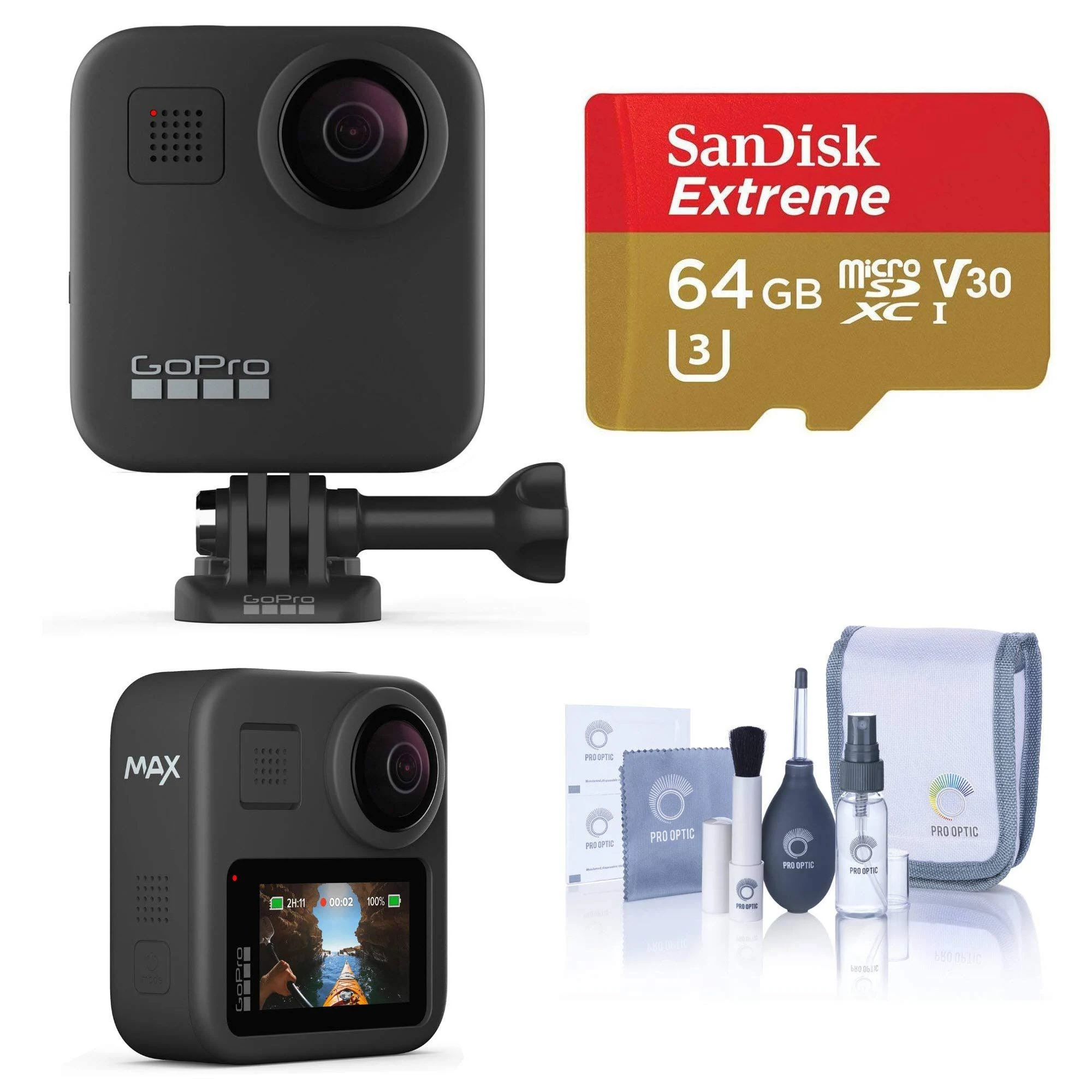 GoPro Max 360 Action Camera - with 64GB microSDXC U3 Card, Cleaning Kit