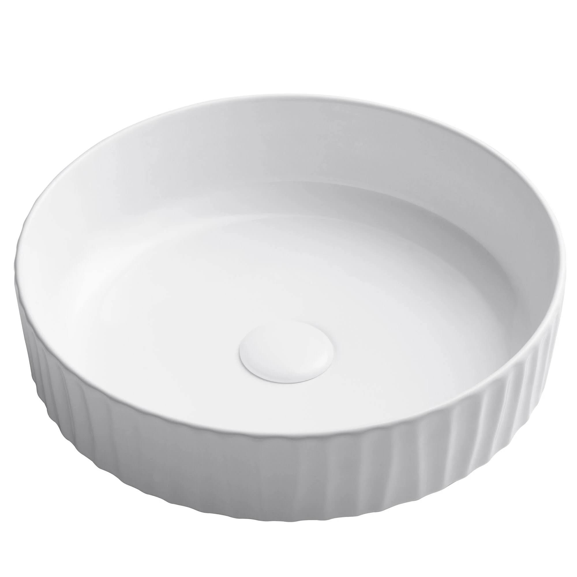 Kraus KCV-201GWH Viva 15 3/4 inch White Round Porcelain Ceramic Vessel Bathroom Sink