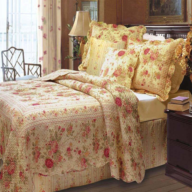 Greenland Home Fashions Antique Rose Quilt u0026 Sham Bonus Set, Twin