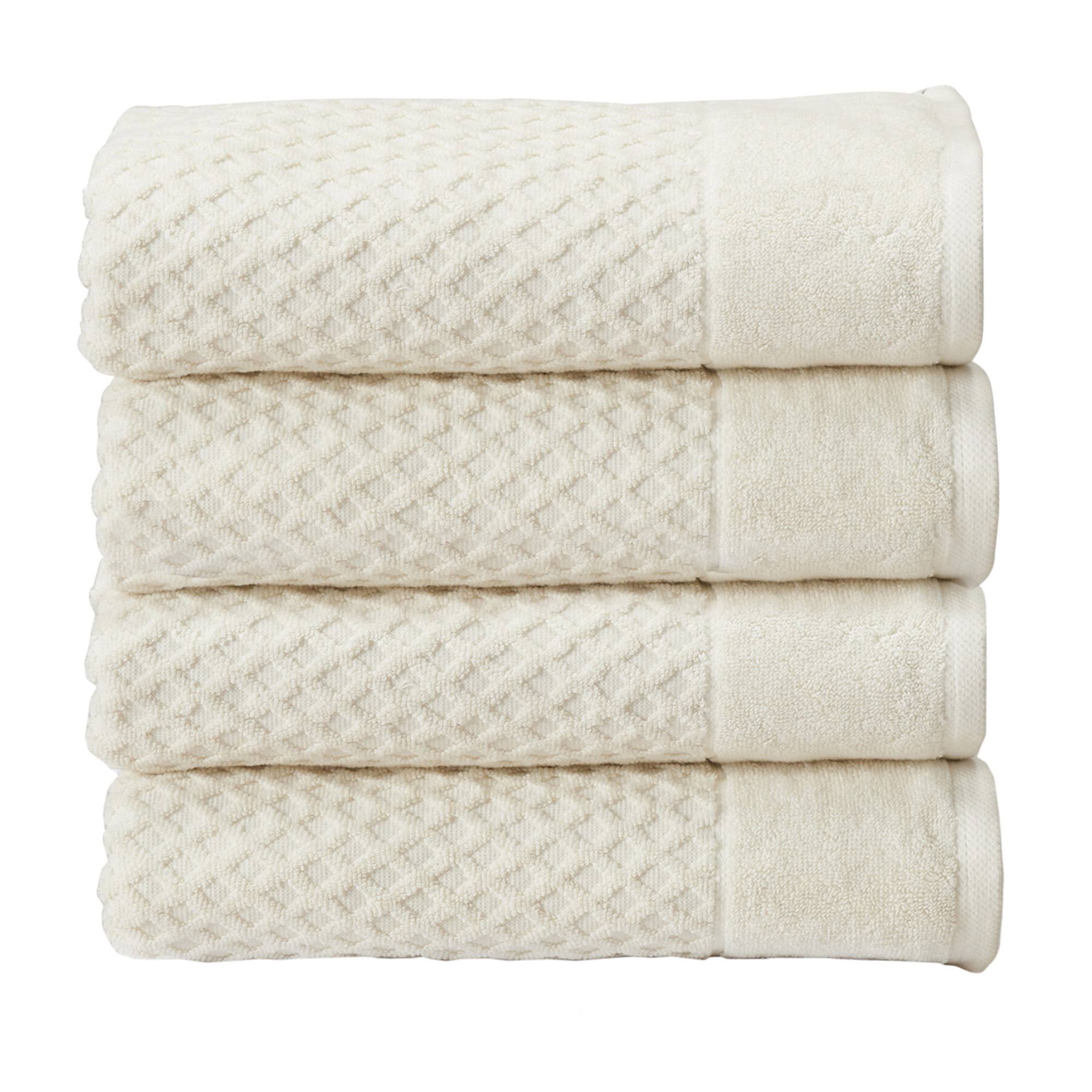 Great Bay Home 100% Cotton Textured 4 Pack Bath Towel Set Ivory