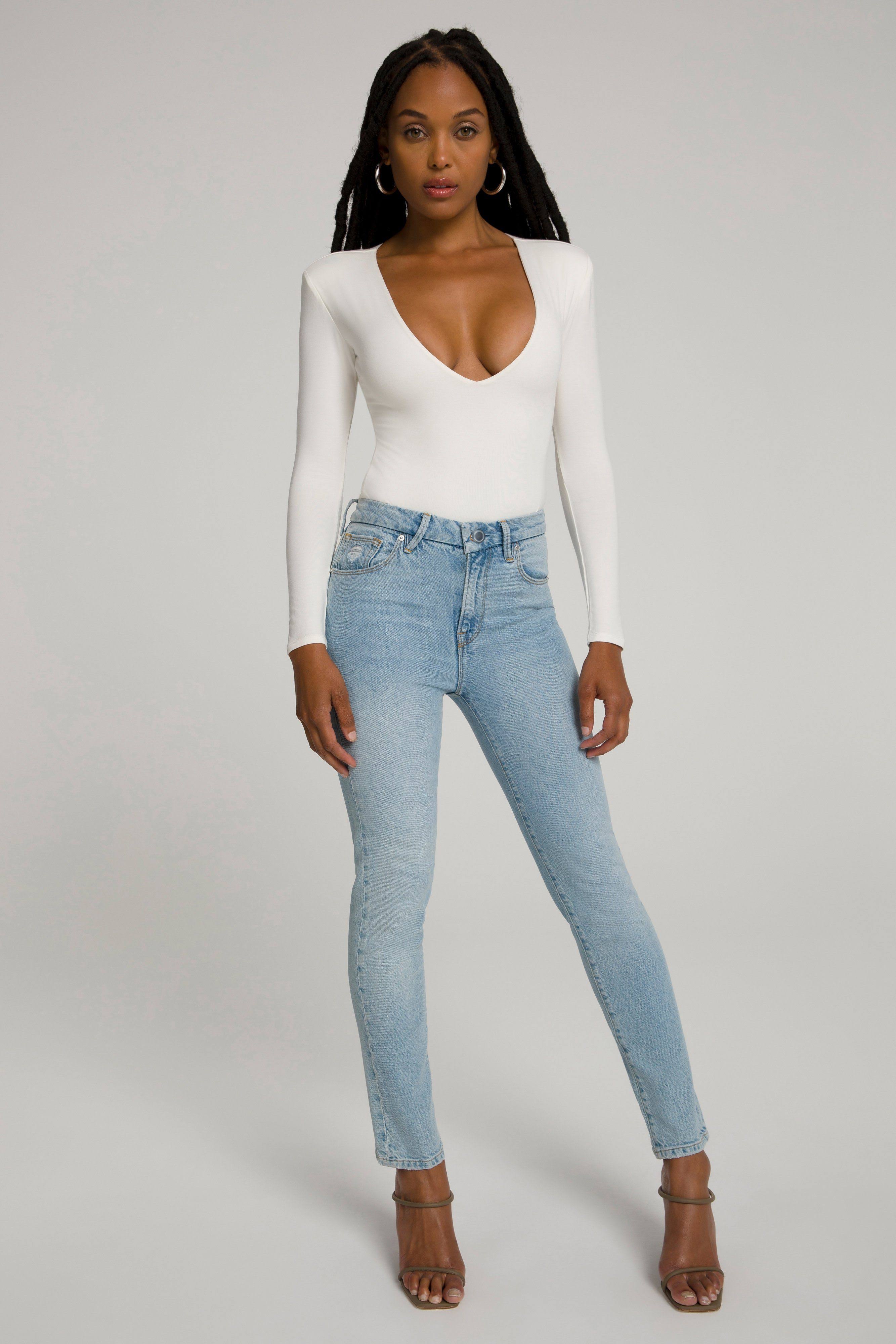 Good American Good Classic High Waist Slim Jeans, Size 18 in Light Blue at Nordstrom Rack