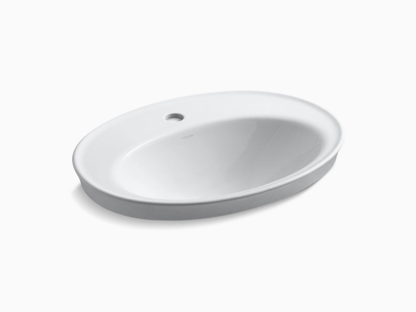 Kohler K-2075-1-0 White Serif Drop-in Bathroom Sink with Single Faucet Hole