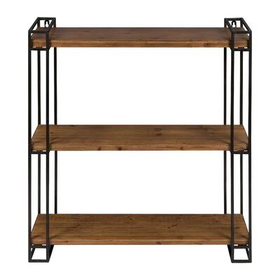 Mcclaine Wood and Metal Floating Wall Shelf Finish: Brown/Black