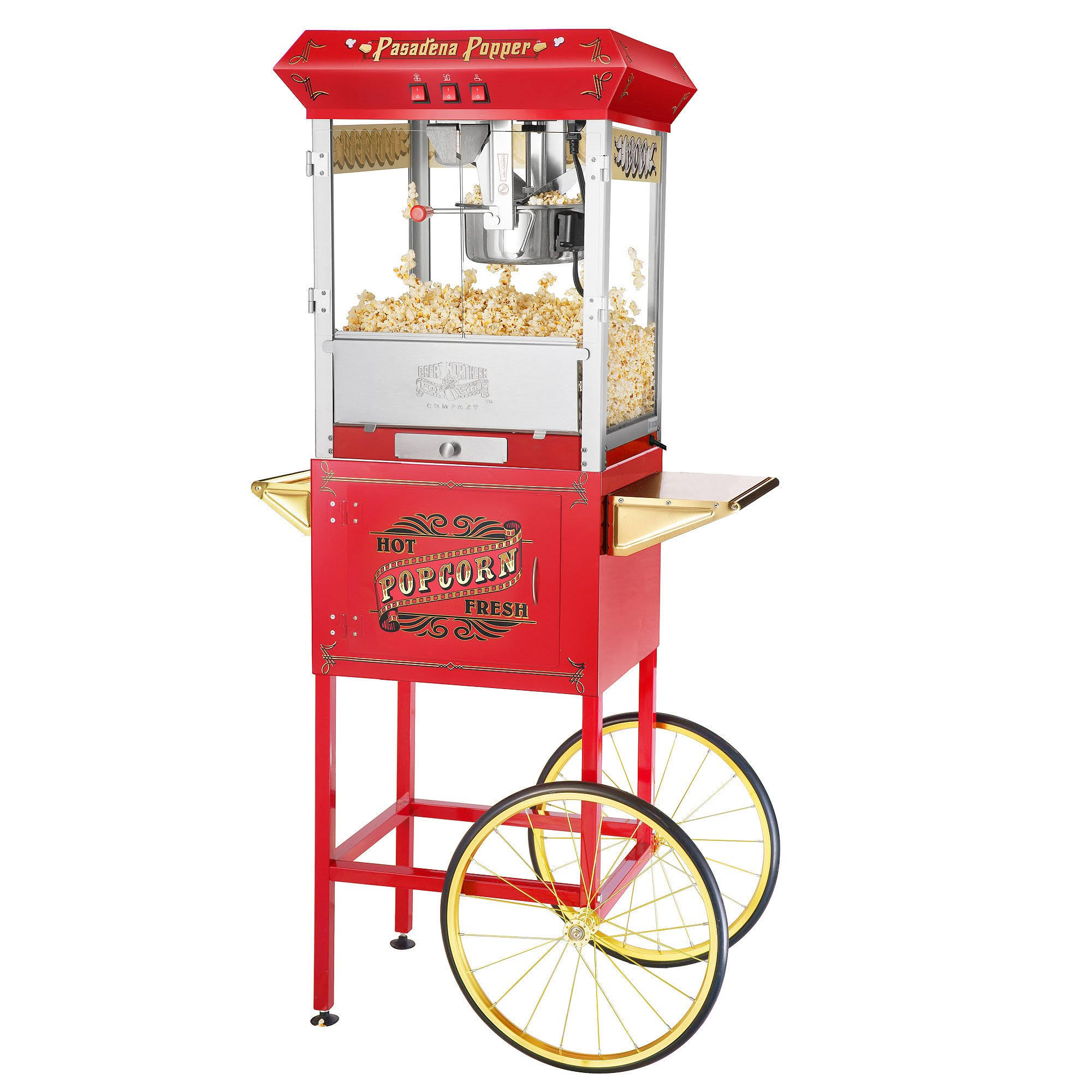 Great Northern 6040 Pasadena 8oz Popcorn Machine/Cart Red