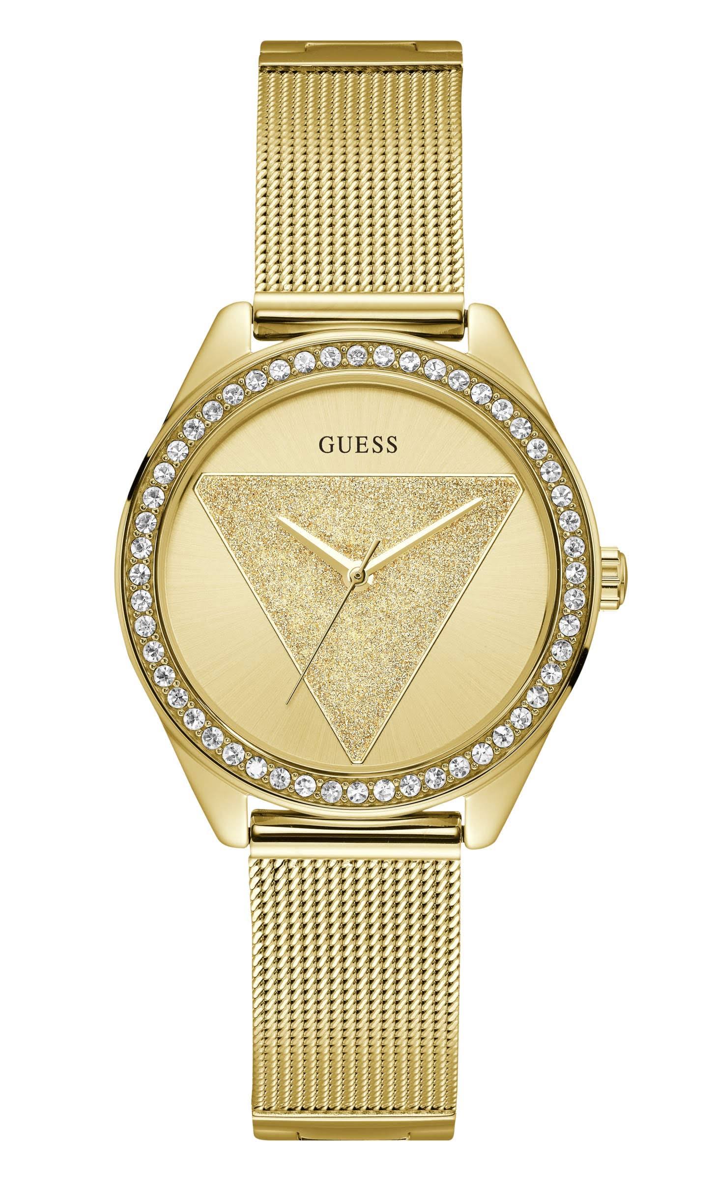 Guess Tri Glitz Quartz Crystal Gold Dial Ladies Watch W0884L9