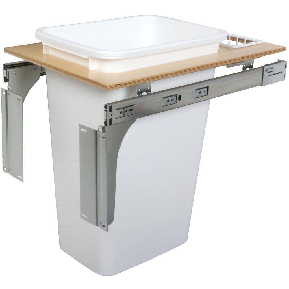 Knape u0026 Vogt 21.63 in. x 14.5 in. x 22.5 in. in Cabinet Pull Out Top Mount Trash Can, White