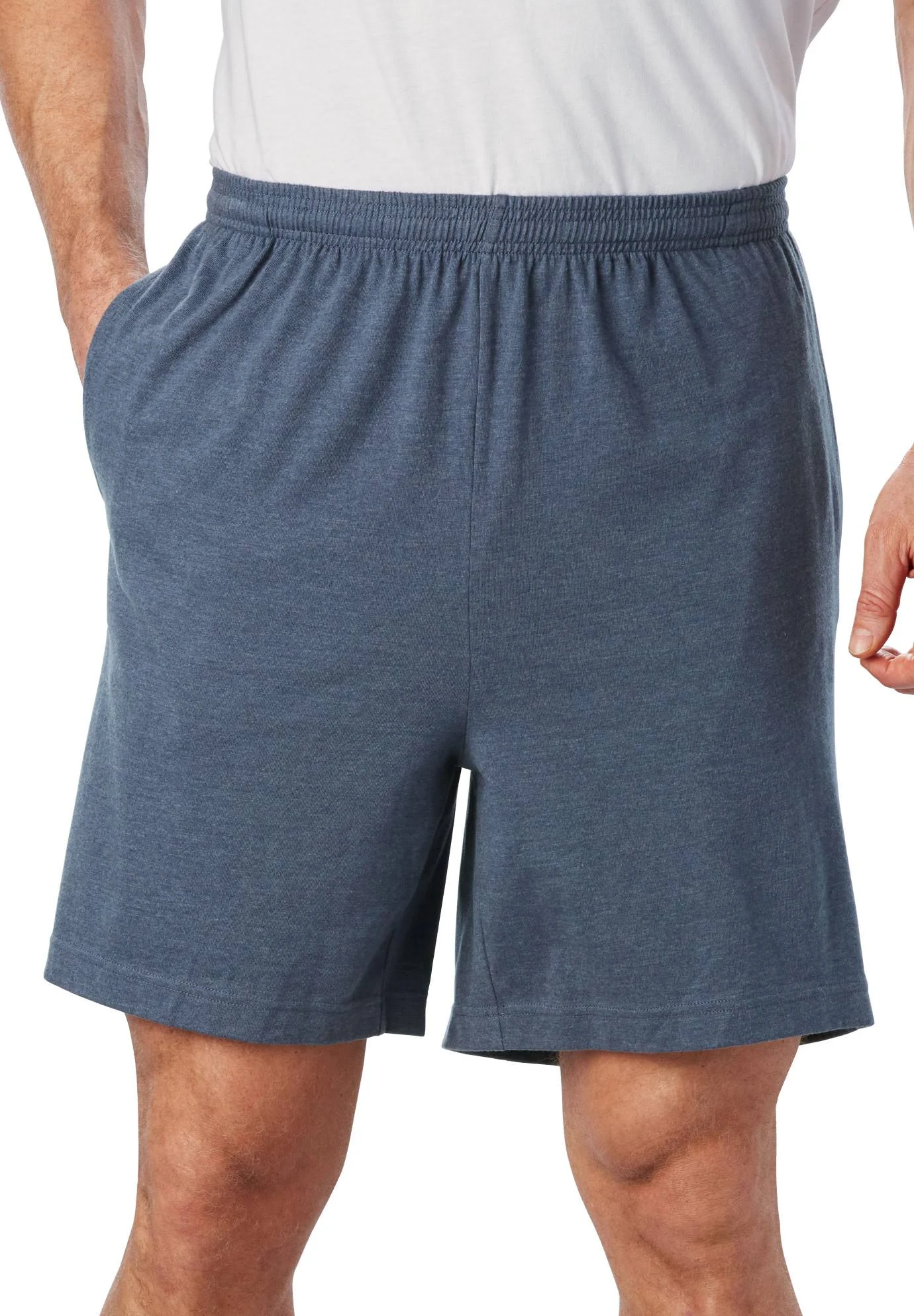 Men&s Big u0026 Tall Lightweight Jersey Shorts by KingSize in Heather Slate Blue (Size 8XL)