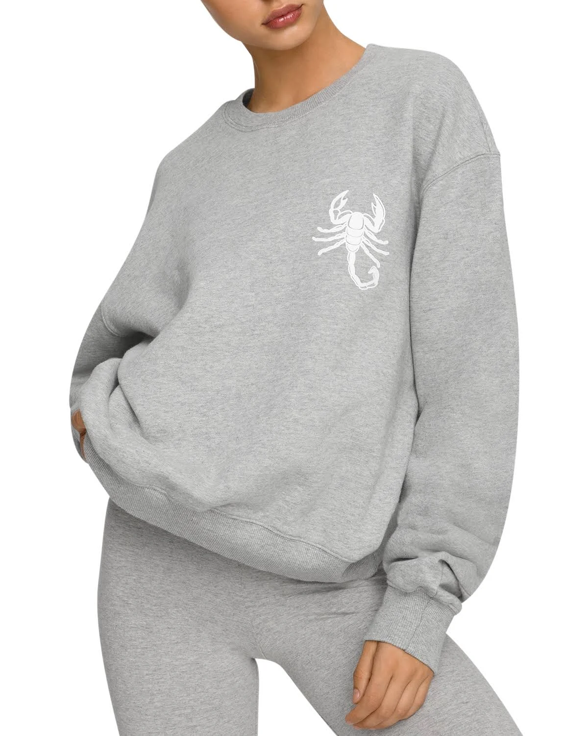 Good American Women&s Cotton Zodiac Boyfriend Sweatshirt - Gray - Size 3/L