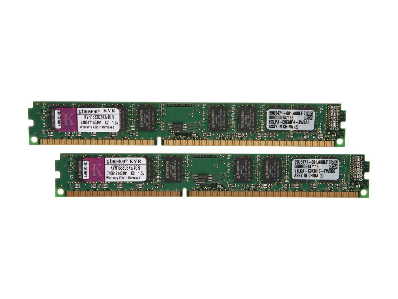 Kingston ValueRAM - DDR3 - kit - 4 GB: 2 x 2 GB - DIMM 240-pin - 1333 MHz / PC3-10600 - CL9 - 1.5 V - unbuffered - non-ECC