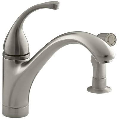 Kohler Forté 2-Hole Kitchen Sink Faucet with 9-1/16x22 Spout, Matching Finish Sidespray Finish: Vibrant Brushed Nickel