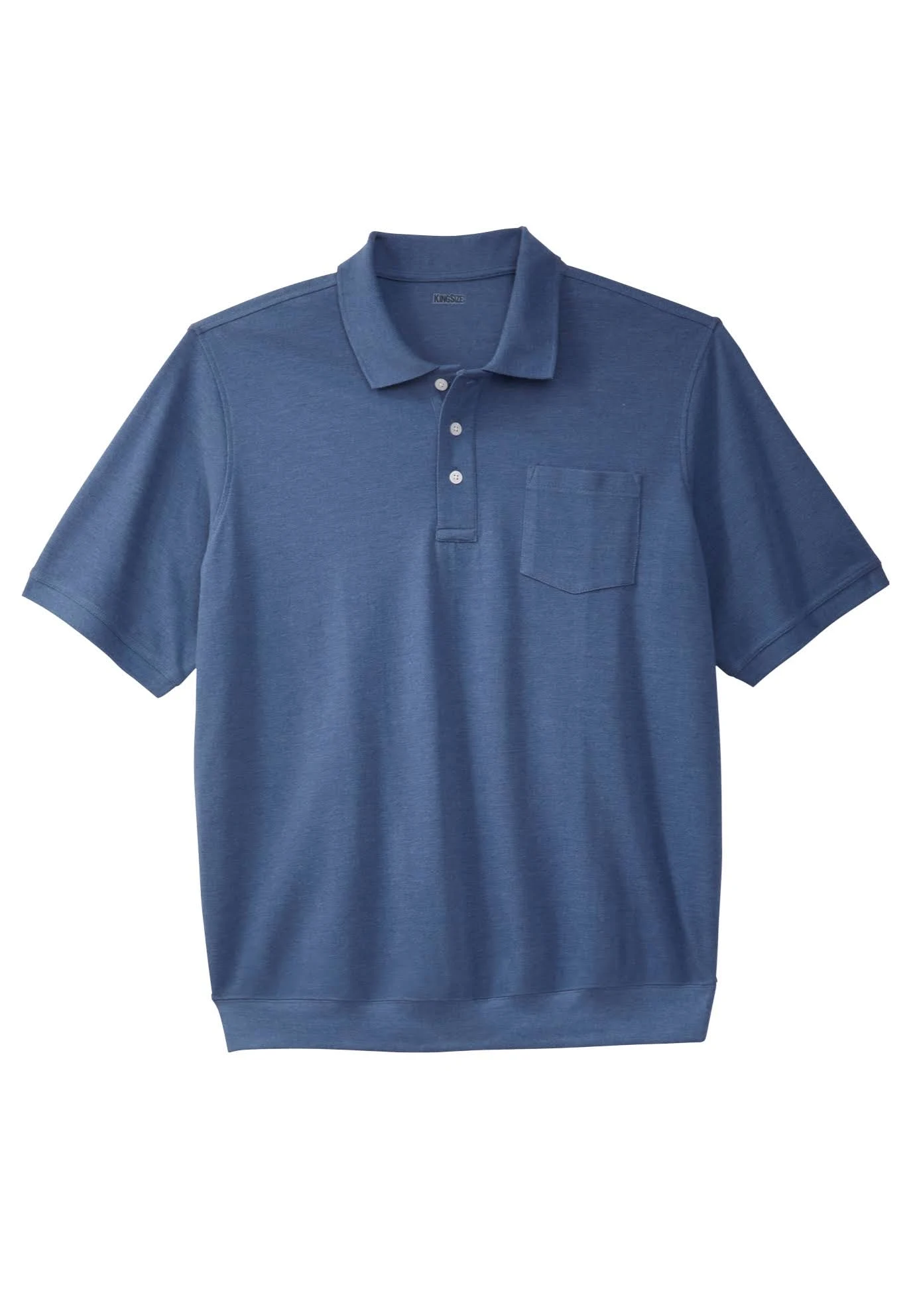 Men&s Big u0026 Tall Banded Bottom Pocket Pique Polo Shirt by KingSize in Heather Blue (Size 3XL)