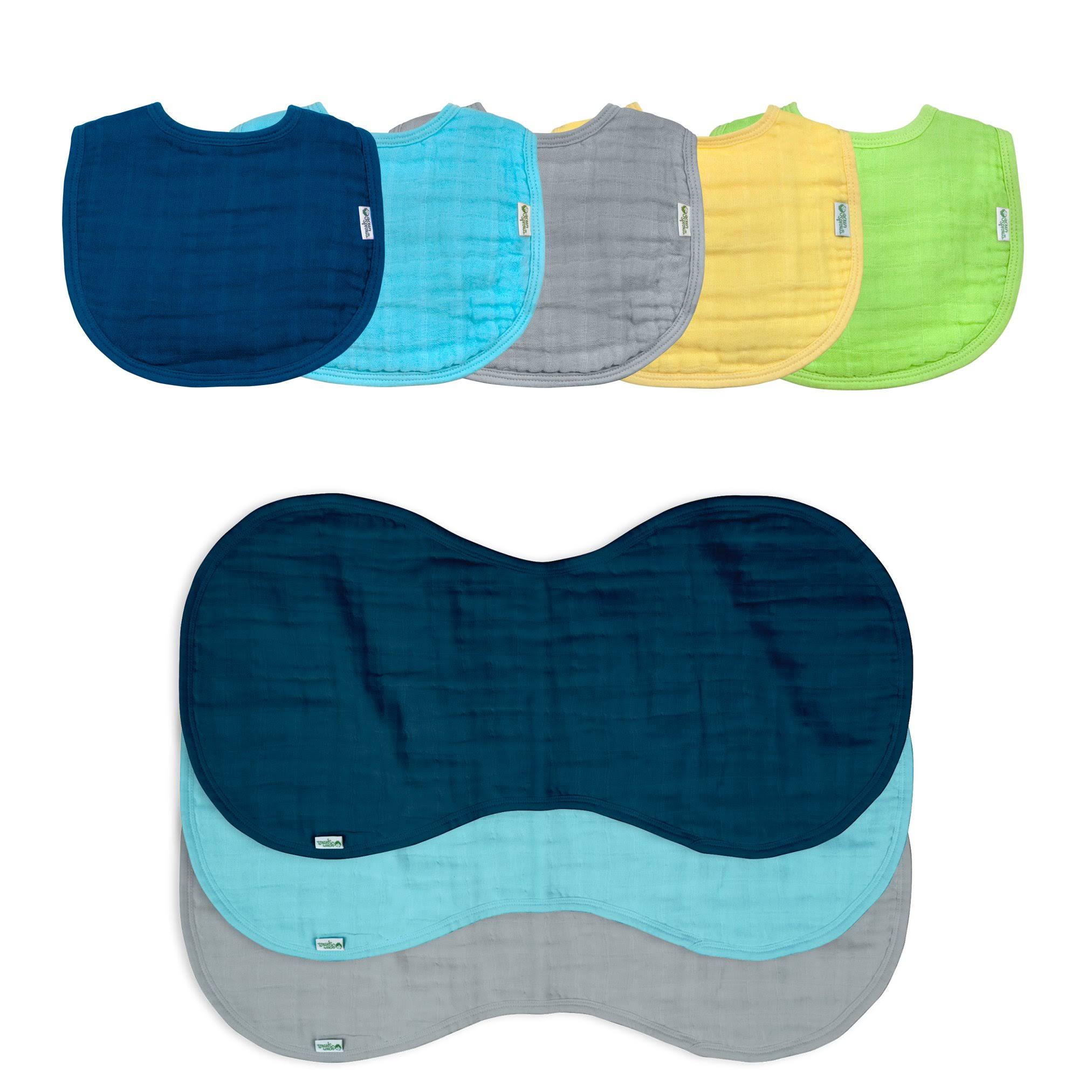 Green Sprouts Muslin Bibs u0026 Burp Cloths Set Made from Organic Cotton (8 Pieces) Blue Set