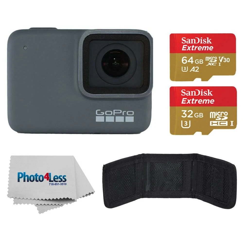 GoPro Hero7 Silver Waterproof Digital Action Camera+64gb Card+32gb CA