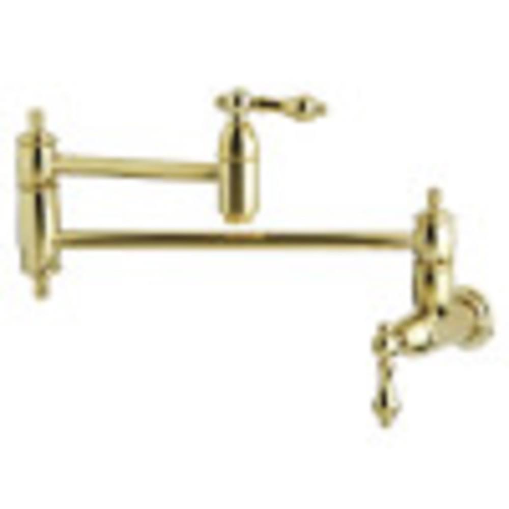 Kingston Brass Ks3102al Restoration Wall Mount Pot Filler Kitchen Faucet, Polished Brass