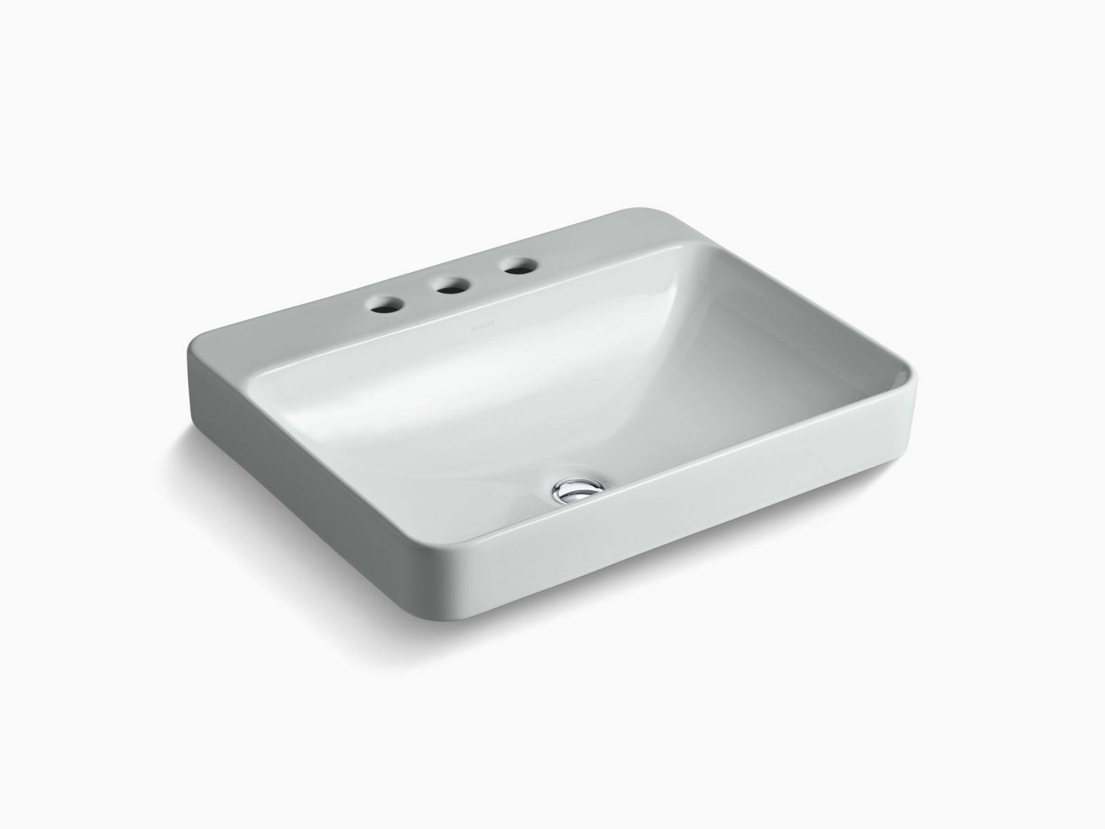 Kohler 2660-8-95 Vox Rectangle Vessel Bathroom Sink with Widespread Faucet Holes - Ice Grey