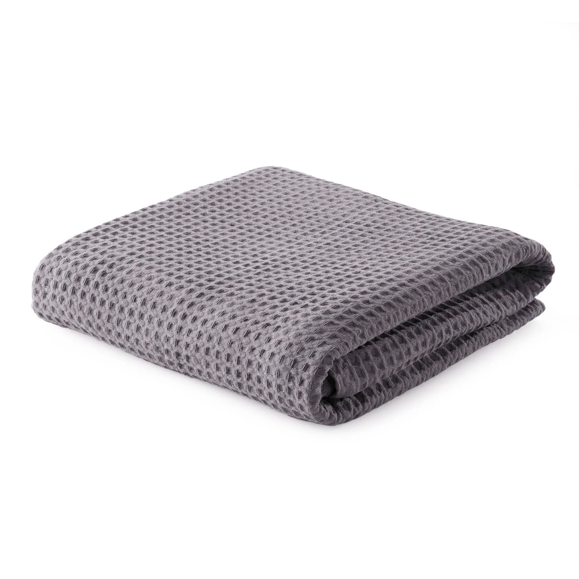 Great Bay Home 100% Cotton Waffle Weave Blanket King Dark Grey