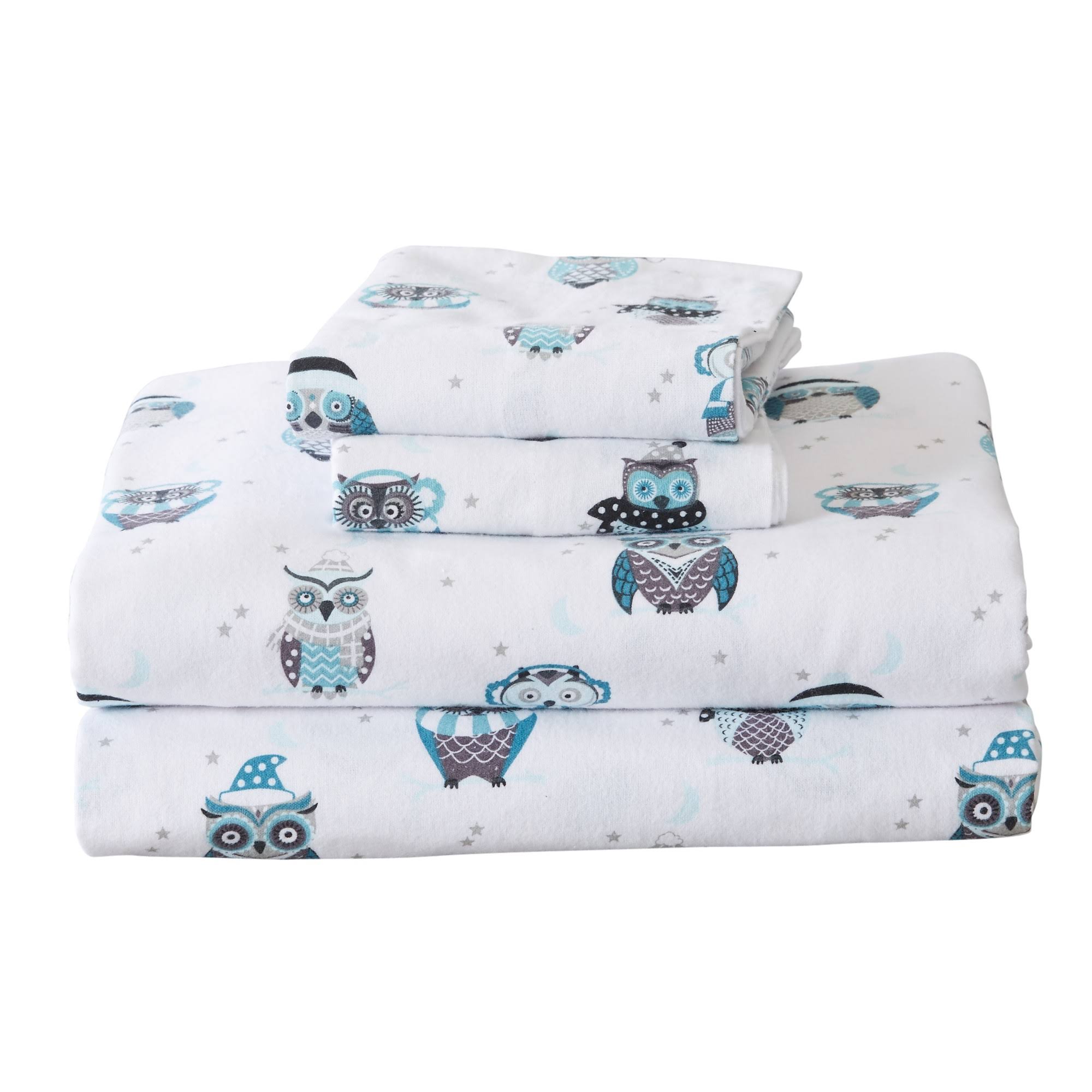 Home Fashion Designs 100% Cotton Printed Flannel Sheet Set King Winter Owls