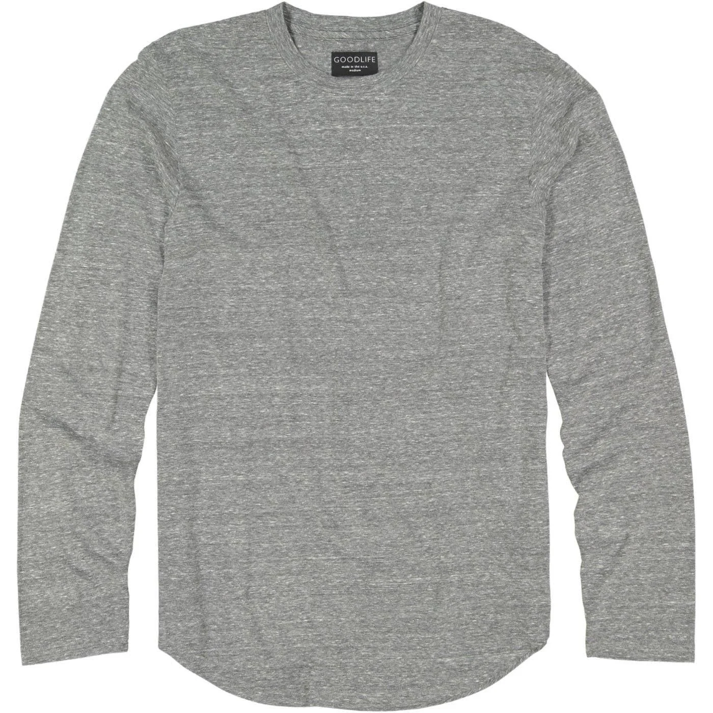 Goodlife Men&s Tri-Blend L/S Scallop Crewneck T-Shirt | Heather Grey