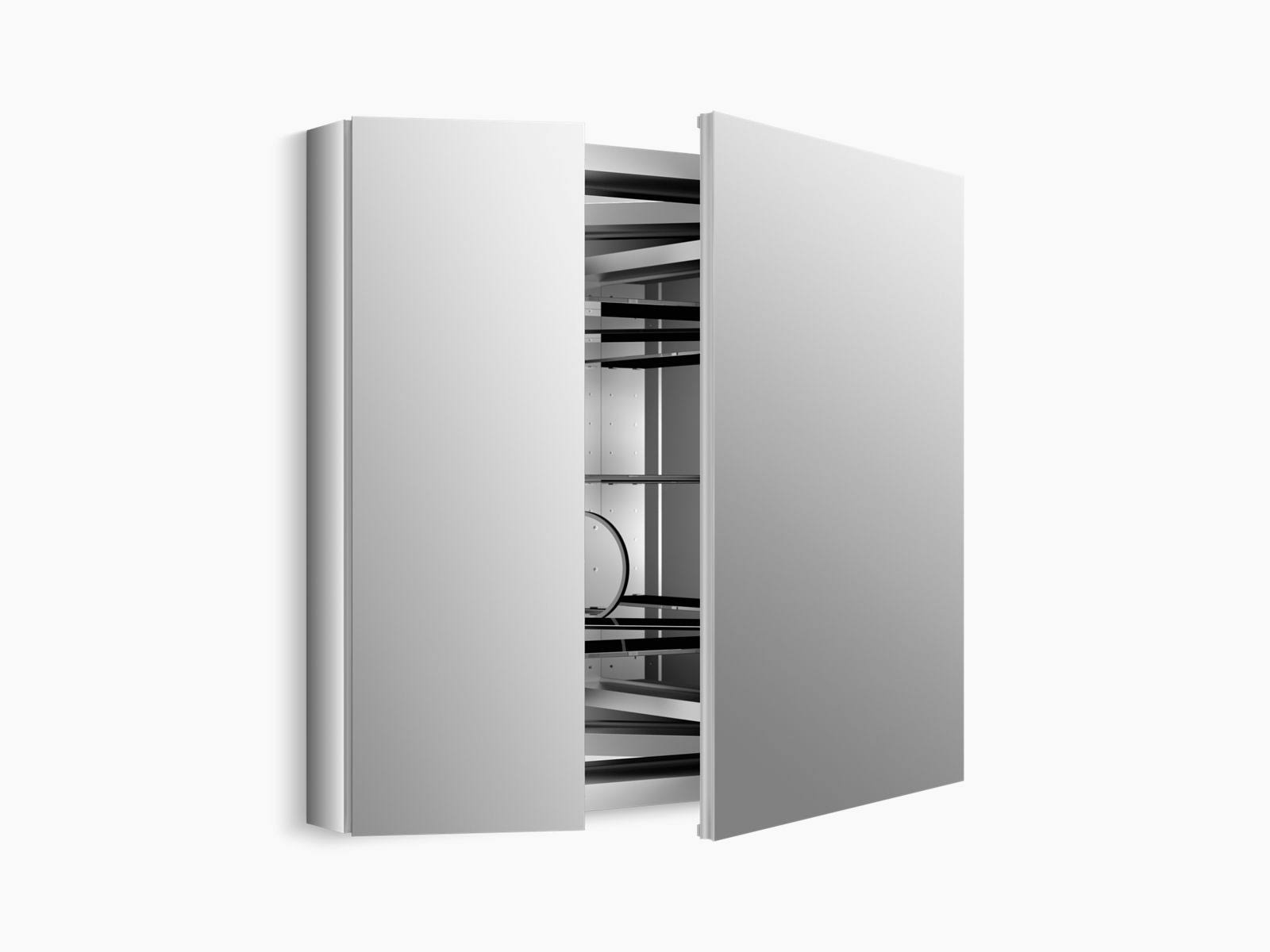 Kohler K-99009-SCF-NA Aluminum Verdera Medicine Cabinet with Adjustable Flip-out Flat Mirror, 34x22 W x 30x22 H