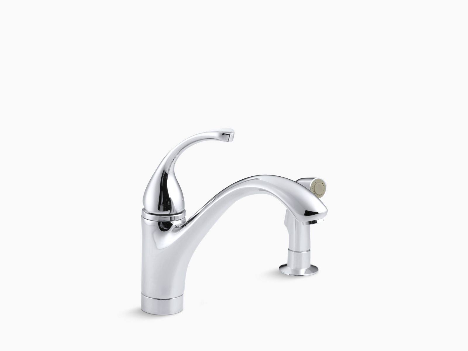 Kohler K-10416-CP Polished Chrome Forte Single Control Kitchen Faucet with Sidespray