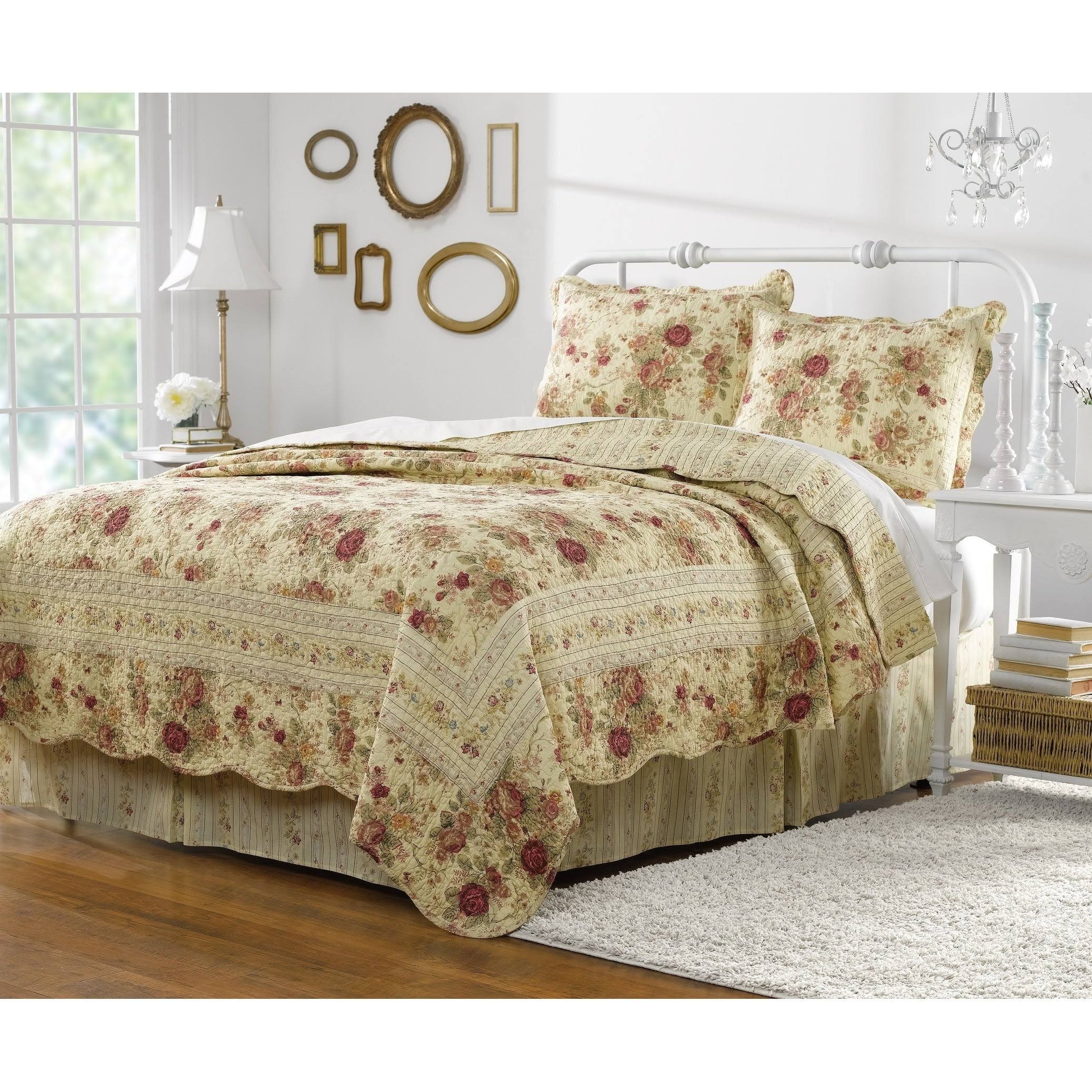 Greenland Home Fashions Antique Rose 3-Piece Quilt Set (King)