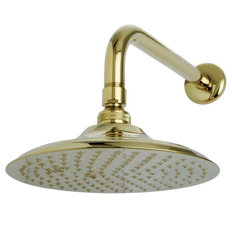 Kingston Brass K136A2CK Victorian 8x22 Brass Shower Head with 12x22 Shower Arm, Polished Brass