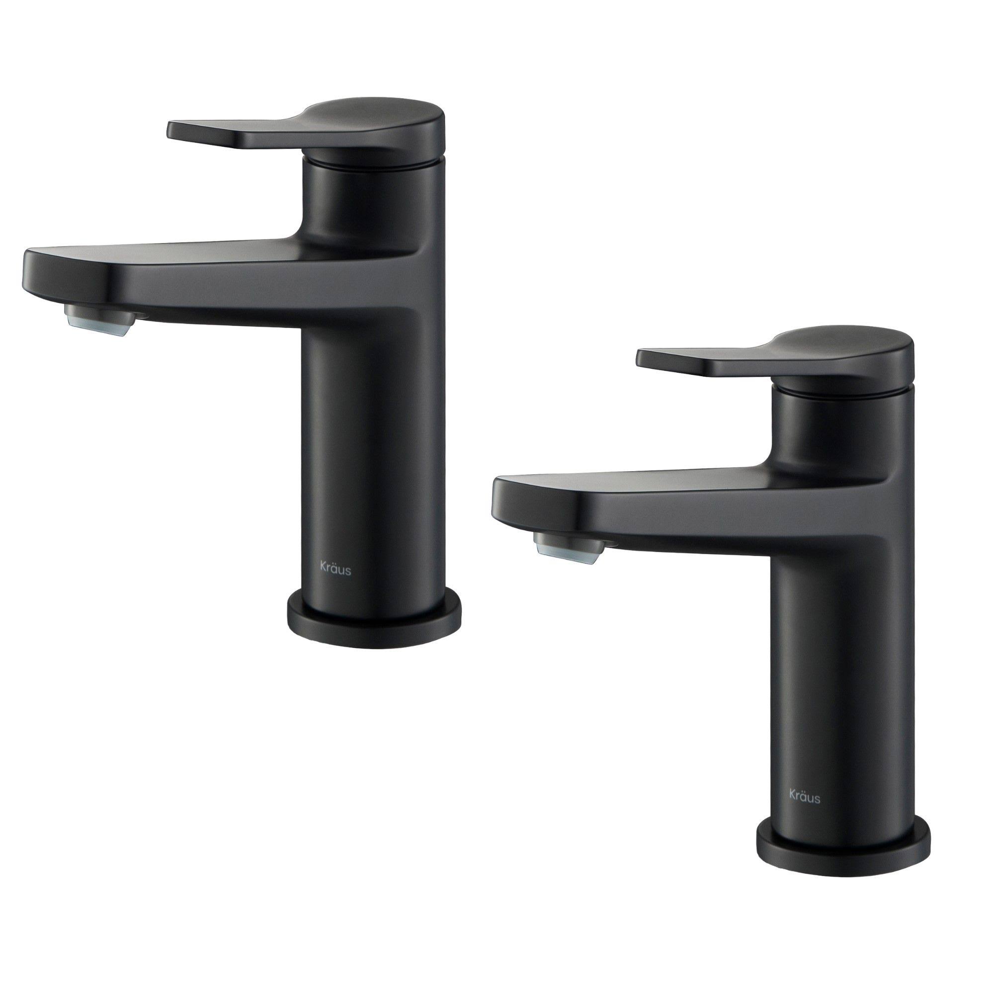 Kraus Indy 2-Pack Single Handle Bathroom Faucet - Matte Black KBF-1401MB-2PK