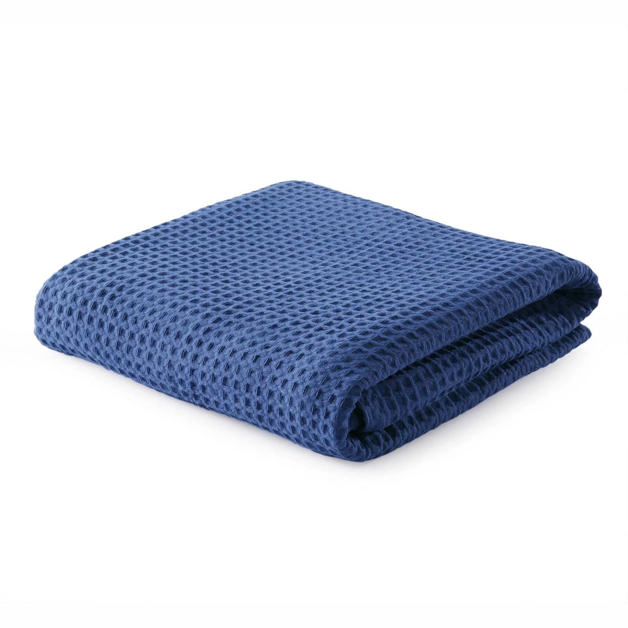 Great Bay Home 100% Cotton Waffle Weave Blanket King Navy