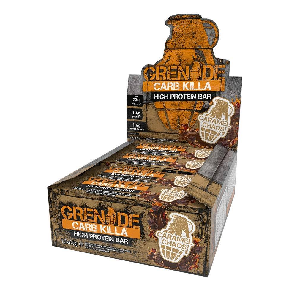 Grenade Carb Killa Protein Bar Great Tasting High Protein and Low Carb Snack Caramel Chaos (Pack of 12) 212 oz Bar