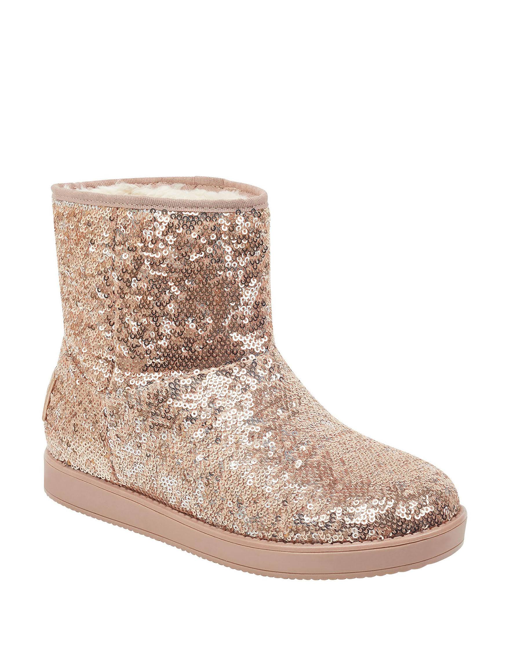 G by Guess Womens Asella Sequined Faux Fur Casual Boots