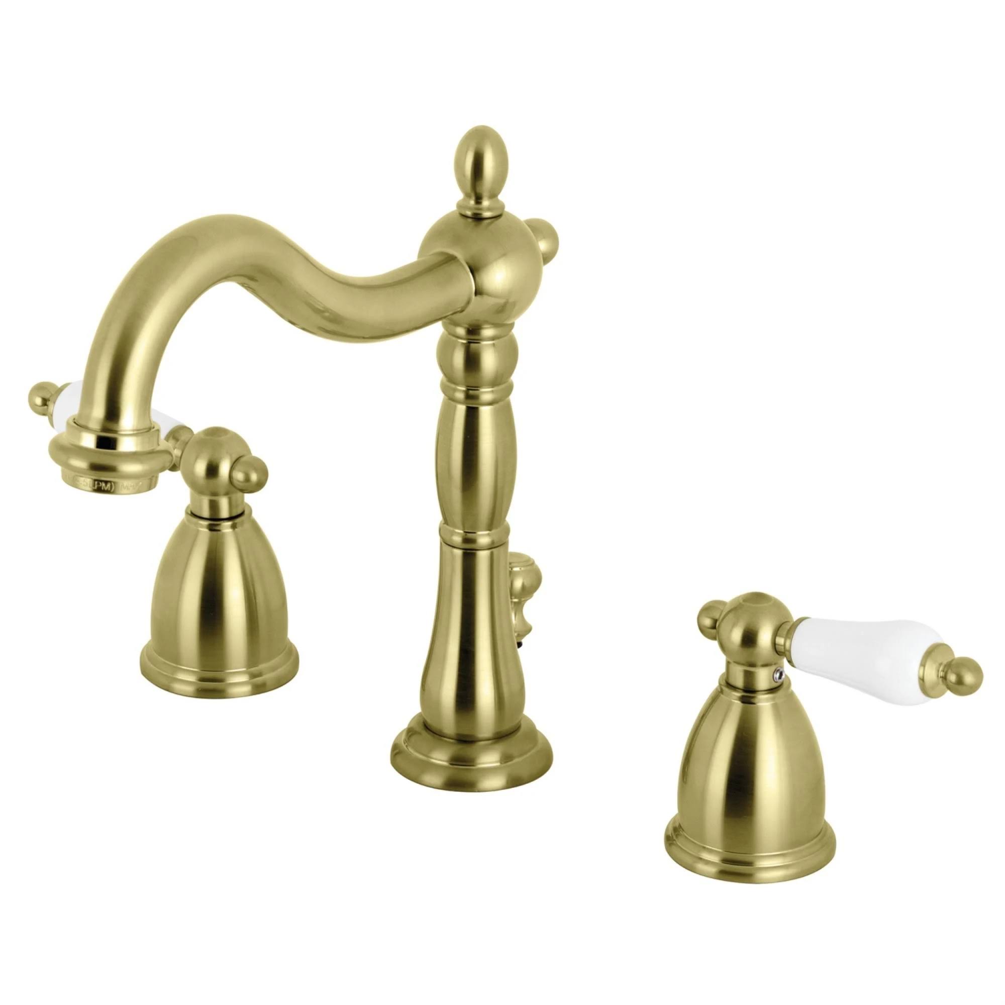 Kingston Brass KB1977PL Heritage Traditional 8 in. Widespread Bathroom Faucet Brushed Brass