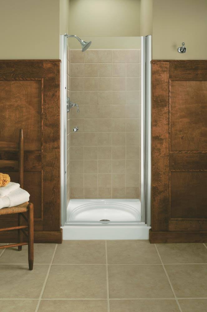 KOHLER K-702406-L-SH Fluence Frameless Pivot Shower Door, Bright Silver