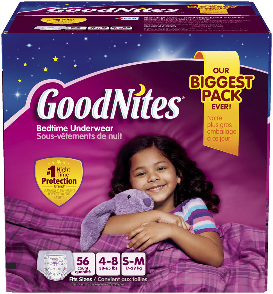 Goodnites Girl&s Bedtime Underwear Small/Medium 56 Ct Box